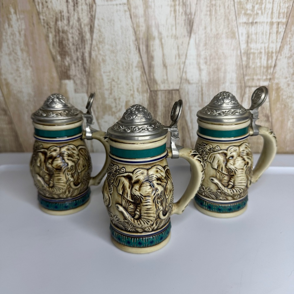 3 Avon Collectibles Endangered Species Asian Elephant STEIN